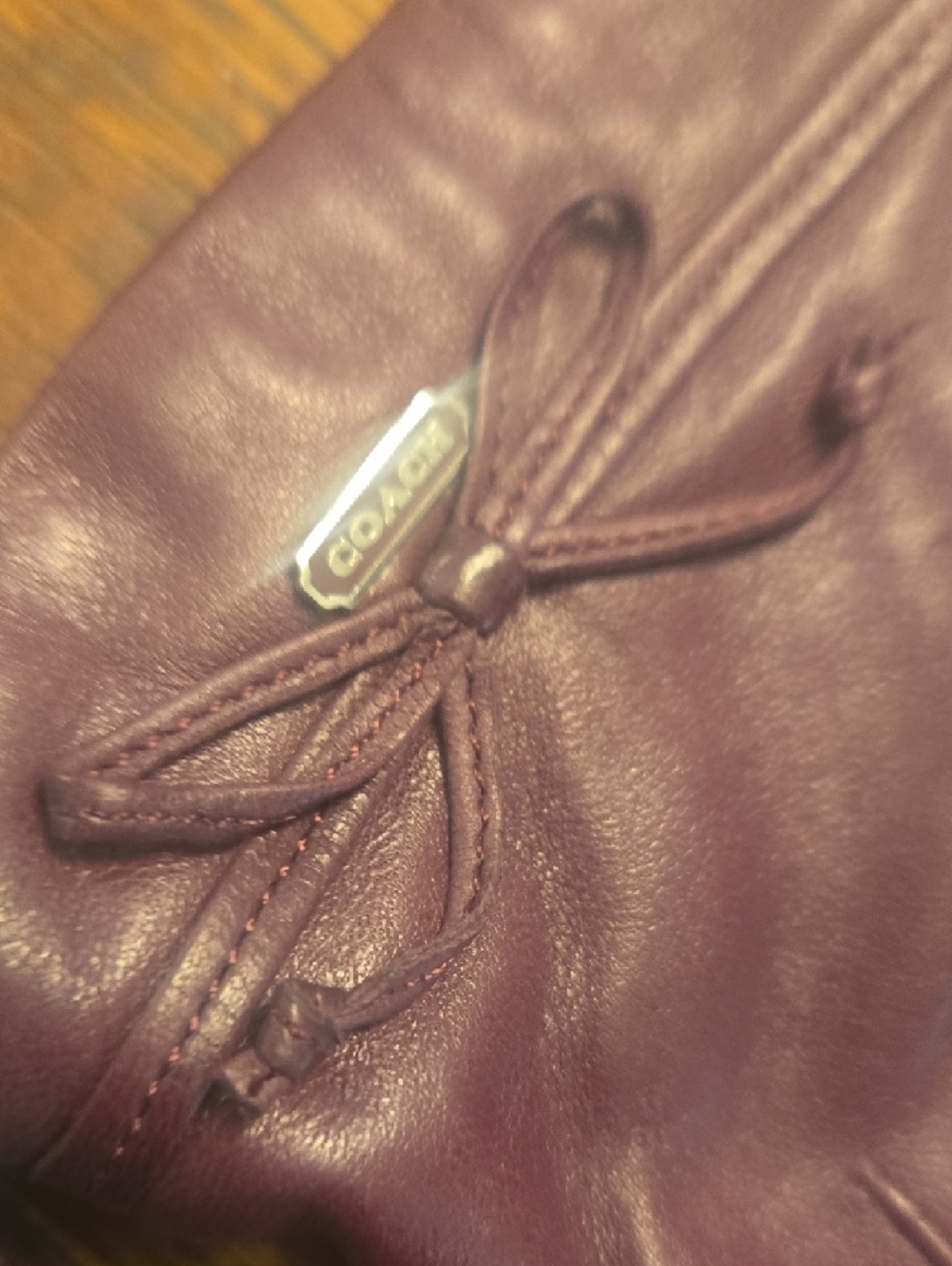 Coach Men's Leather Gloves in Deep Burgundy - Picture 4 of 11